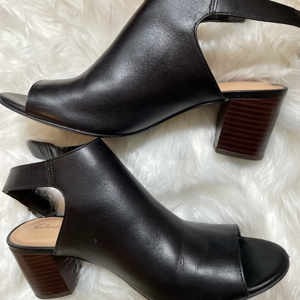 Black Clarks Deloria Gia Heeled Sandals Sz 7.5